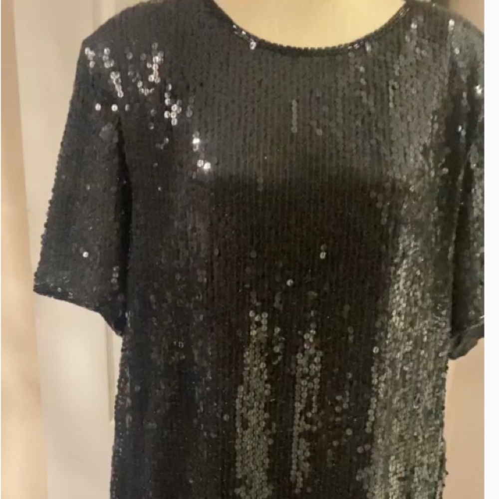 100% silk Black Sequin Dress by jasmine. - Picture 9 of 13